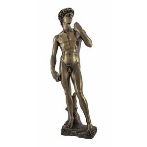 Michelangelo`s David Resin Bronzed Finish Statue Art Sculpture Decor 12 Inch